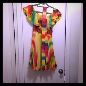 Alice + Olivia rainbow color silk dress,almost new