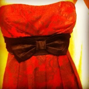 Red dress with grey detailing