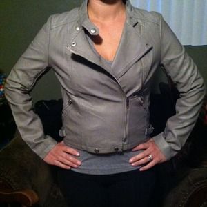Light grey faux leather jacket