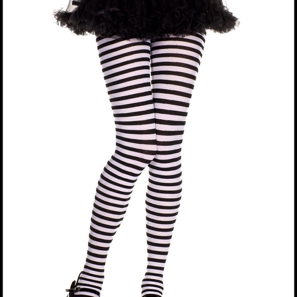 Black and white striped tights