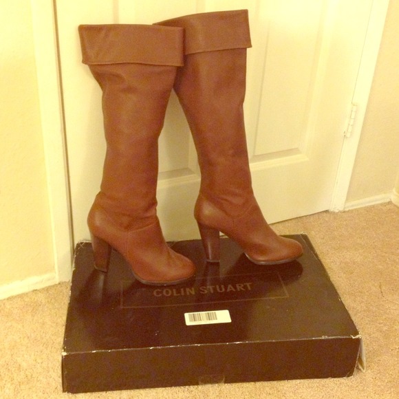 Boots - Real Leather tall camel heeled boots