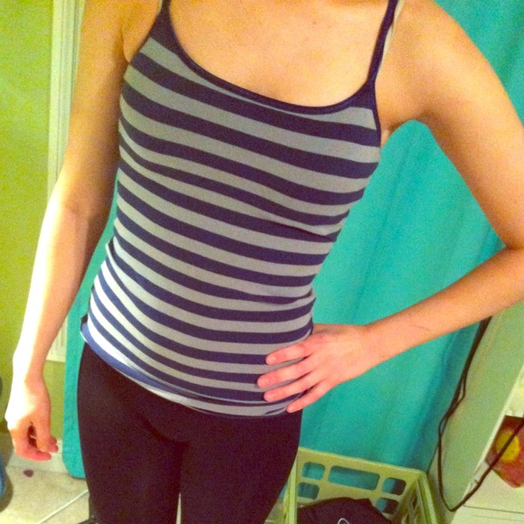 Navy blue and gray striped tank top