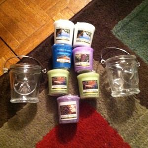 Candle holders with 7 votive candles.