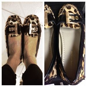 Adrienne Vittadini leopard pony hair loafers