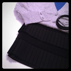 **SOLD** Black pencil skirt with pleated ribbon