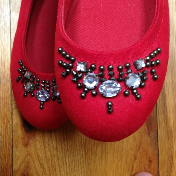 Red Jeweled Flats - Picture 3 of 3