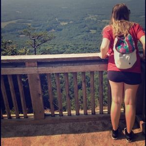 Canvas backpack with floral flap