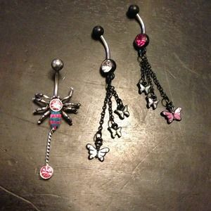 New Spider Butterfly Navel Belly Ring Bundle (3)