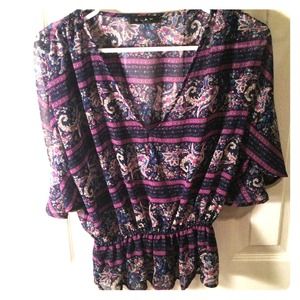 Sheer, printed top **like new**