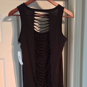 Sexy black Rachel Roy long tank top backless NEW!