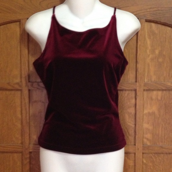 Deep red crushed velvet top