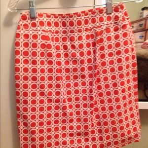 Ann taylor. Orange and white geometric print skirt