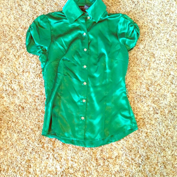 Emerald green satin shirt