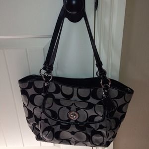Coach monogram handbag grey w/black