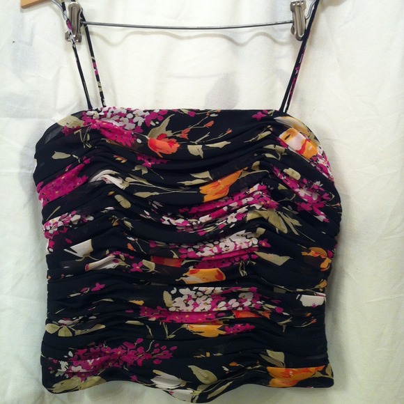 ✂Reduced✂Zippered Corset Black w/ Spring Flowers