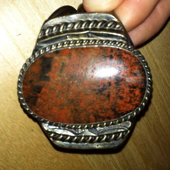Brown fleck stone costume cuff bracelet