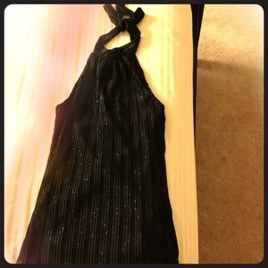 **SOLD**Black sparkly halter top with tie neck