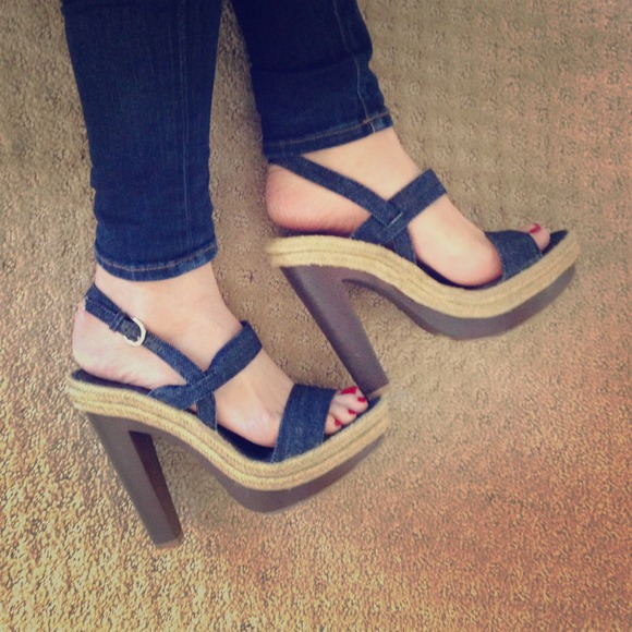 Denim strap heels - price reduced!