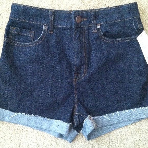 Dark denim high rise shorts