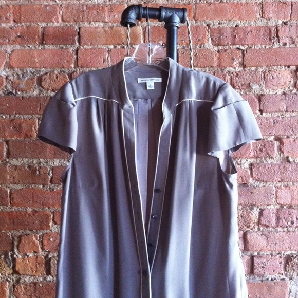 Taupe silk button down dress. Banana Republic