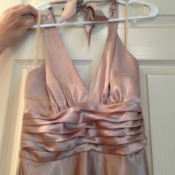 Gold halter top tea length dress - Picture 2 of 3