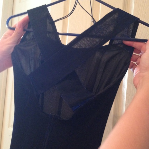 Black with blue sparkles dress cross cross straps - Picture 2 of 3