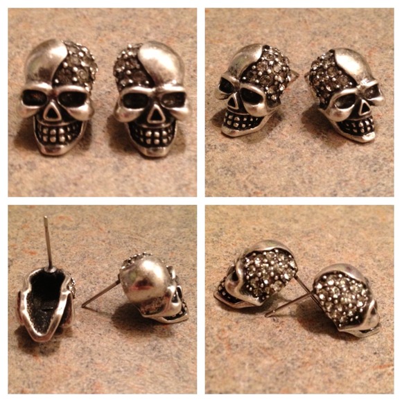 Skull earrings with jewel detailing
