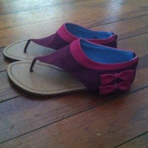 Pink and Purple thing sandals with Bows