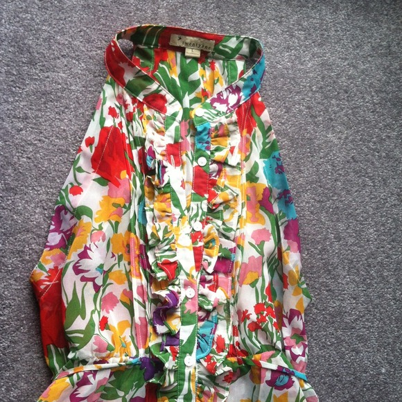 Twentyone Sheer Floral Razorback Tank Blouse SOLD - Picture 2 of 4