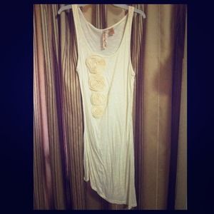 Long asymmetrical tank/floral embellishment