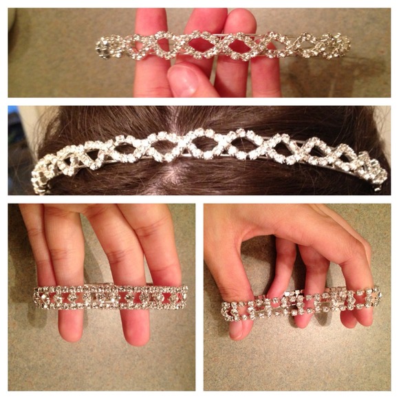 Rhinestone headband and bracelet.