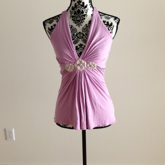 Sky lavender halter too with Flower and chain