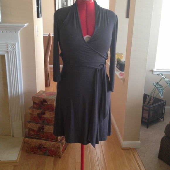 Banana Republic grey stretch  faux wrap dress