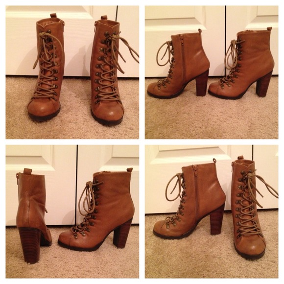 Brown heeled boots