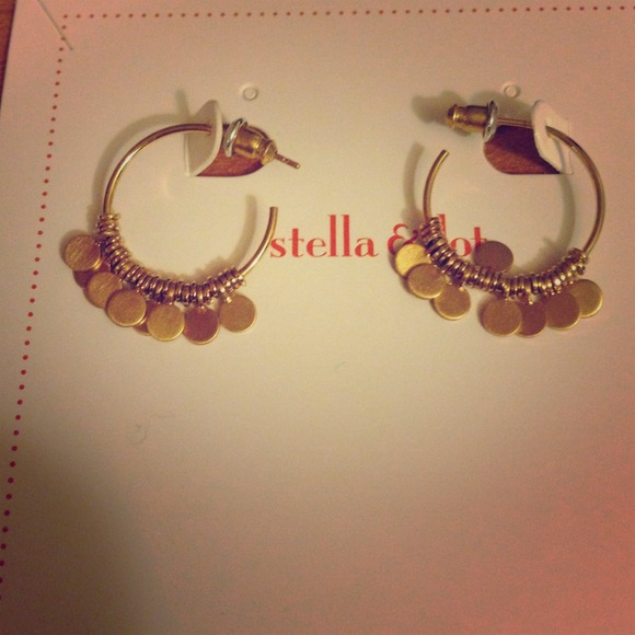 Stella & Dot gold disc hoops.