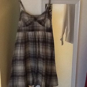 Grey, black, and cream plaid sundress