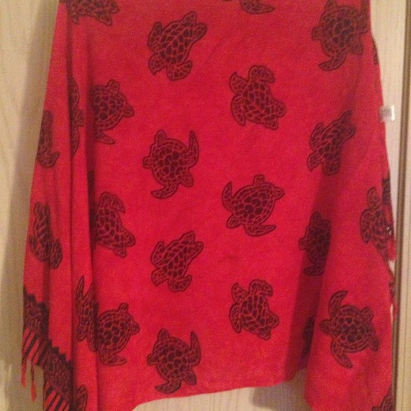 Beautiful red sarong with turtles