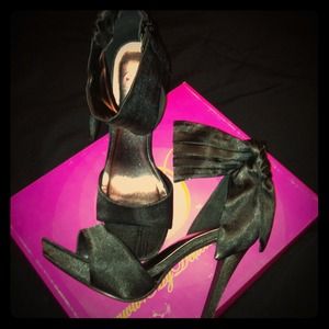 Black Satin High Heels