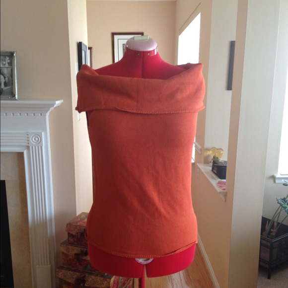Off shoulder orange knit top