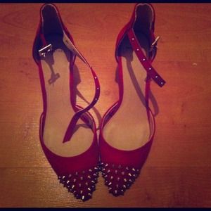 ZARA Red gold studded short heels