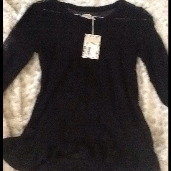 Express Intl black mesh top