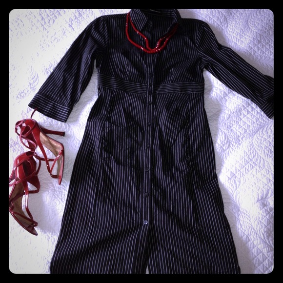 Black pinstriped Express Studio dress. Size 4.