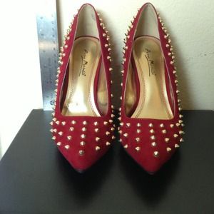 Gold Studded Burgundy Heels