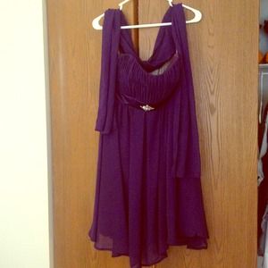 Strapless Purple Prom Dress with Matching Sash