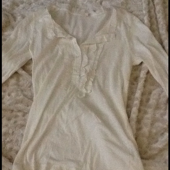 JCrew Ivory shirt with ruffle detail front
