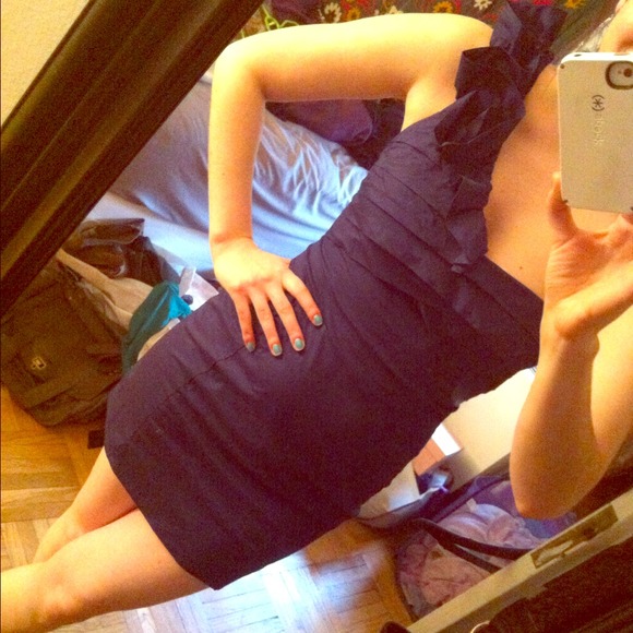 miss minuet Dresses & Skirts - Reserved!! Navy blue cocktail dress one shoulder