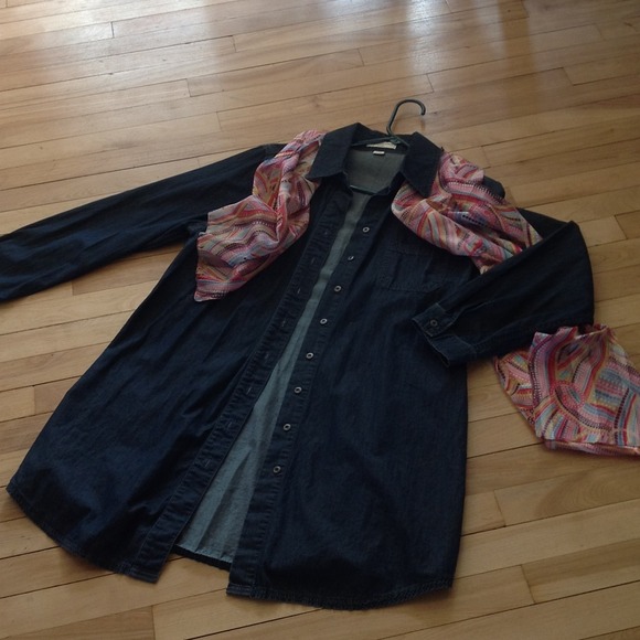 Mid thigh length light weight denim jacket