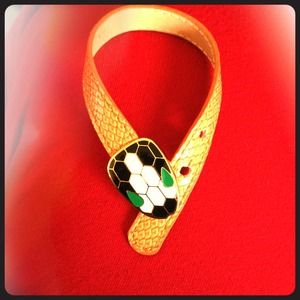 SOLD!!! Orange Bracelet with Gold-tone Snake Head