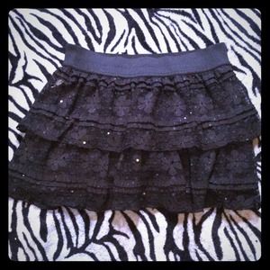ON HOLD!    Black layered, lace skirt.