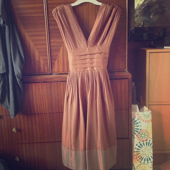 BCBG copper and coffee dress